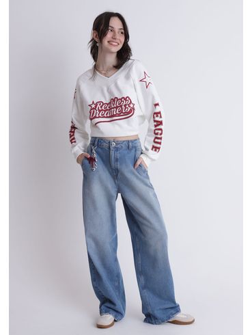 Calça jeans baggy cintura média