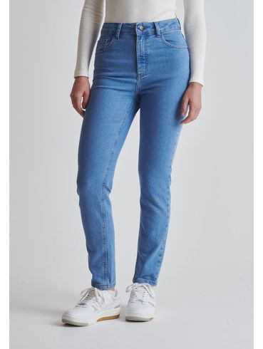 Calça jeans cigarrete cintura alta