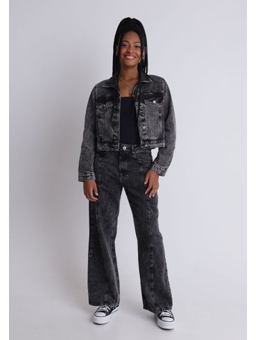 Calça jeans wide leg black lavada