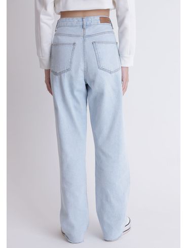 Calça jeans blue claro reta cintura alta