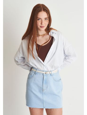 Saia jeans cintura alta