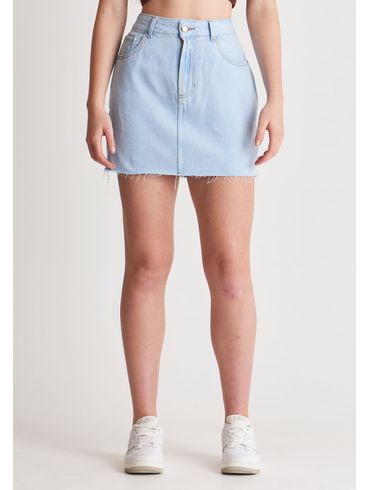 Saia jeans cintura alta