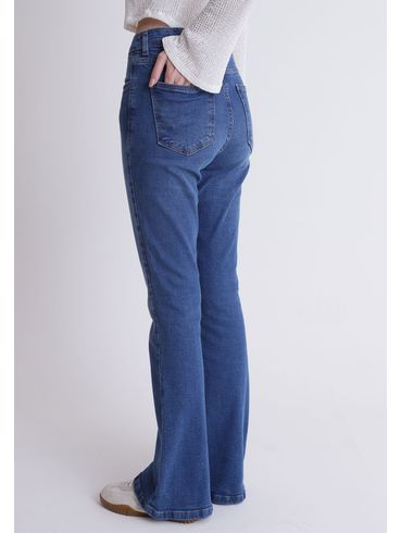 Calça jeans flare lavanderia escura