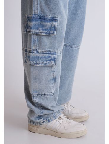 Calça jeans baggy cargo