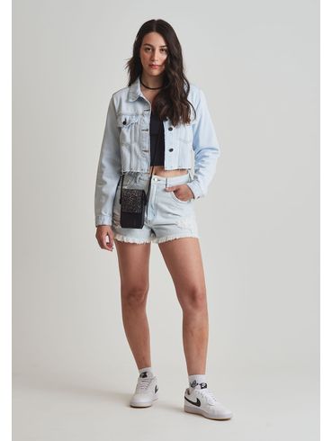 Jaqueta jeans barra desfiada