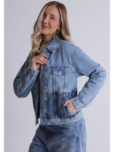 Jaqueta jeans bicolor