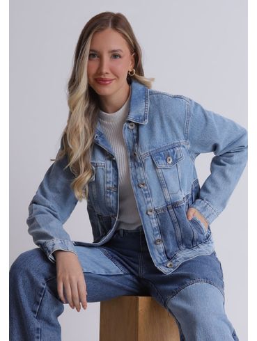 Jaqueta jeans bicolor