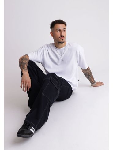 Calça jeans baggy cargo