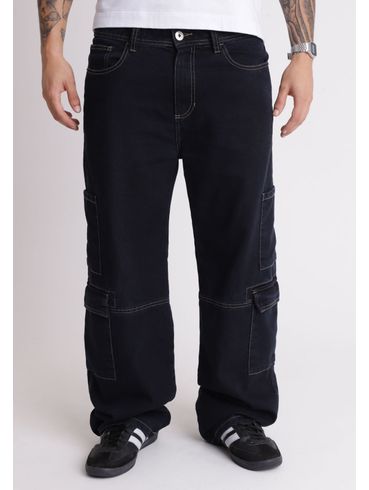 Calça jeans baggy cargo