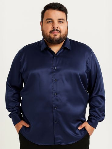Camisa Manga Longa Plus Size Masculina MARINHO
