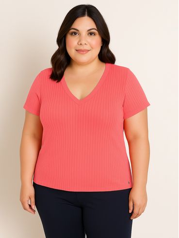 Blusa Manga Curta Autentique Plus Size Feminina SALMAO