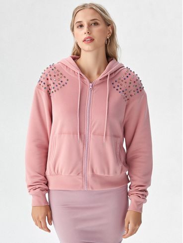 Jaqueta Veludo com Capuz Feminina ROSA
