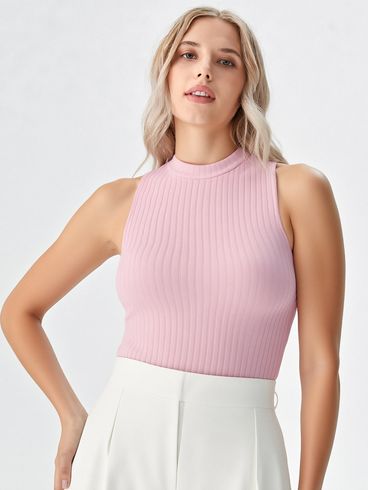 Blusa Regata Canelada Autentique Feminina Rosa