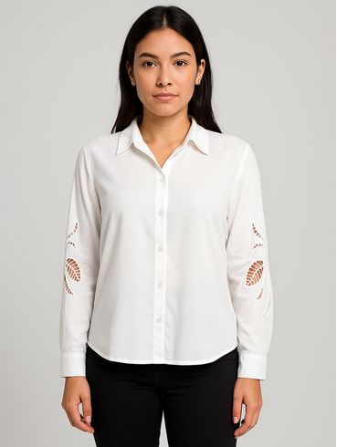 Camisa Bordado Vazado Eagle Rock Feminina OFF WHITE