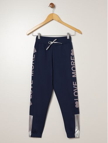 Calça Moletom Jogger Juvenil Para Menina - MARINHO