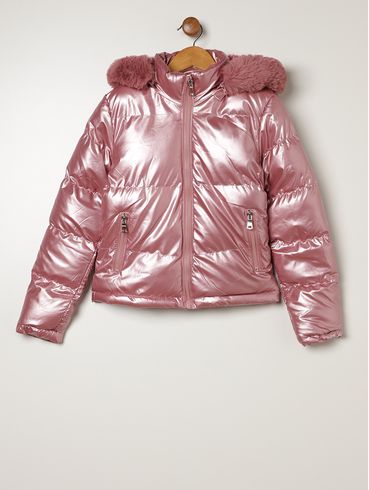 Casaco Parka Metalizada Infantil Para Menina- ROSE