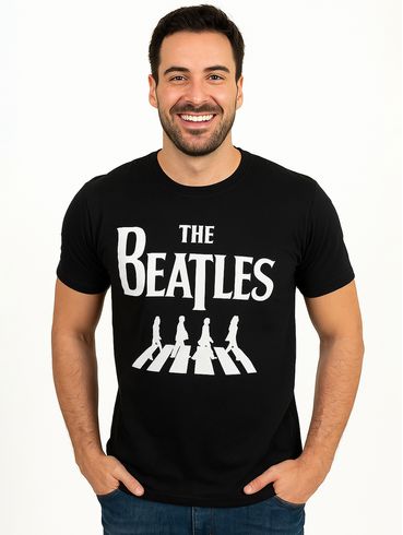 Camiseta Manga Curta The Beatles Masculina PRETO