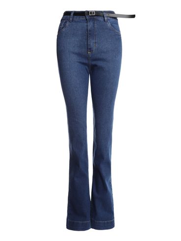 Calça Jeans Reta Com Cinto Pisom Feminina AZUL