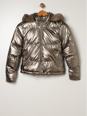Casaco Parka Metalizada Infantil Para Menina- DOURADO