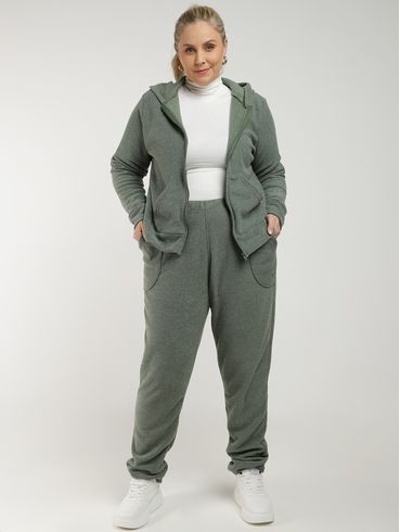 Jaqueta Boucle Felpado Plus Size Feminina VERDE