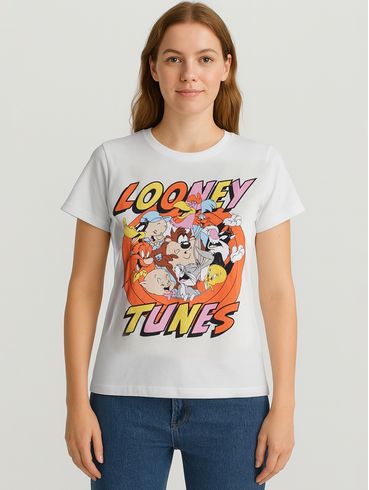 Blusa Manga Curta Looney Tunes Feminina OFF WHITE
