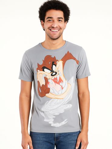 Camiseta Manga Curta Taz Mania Masculina CINZA