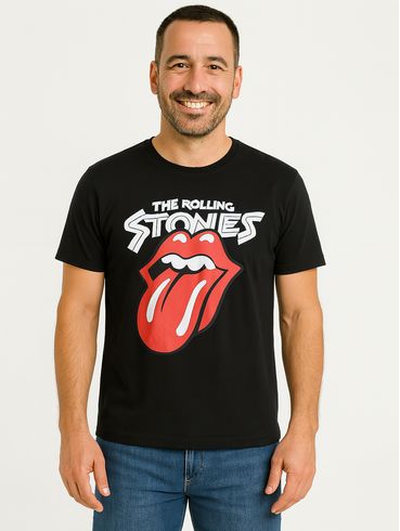 Camiseta Manga Curta The Rolling Stones Masculina PRETO