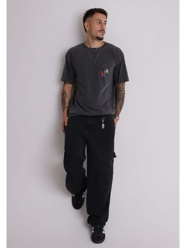 Calça jeans baggy com recortes