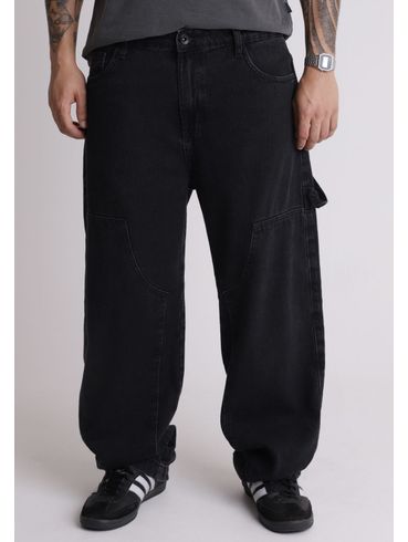 Calça jeans baggy com recortes