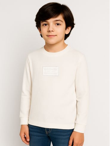 Camiseta Manga Longa Infantil Para Menino - OFF WHITE