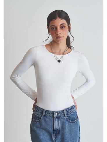 Body decote nas costas manga longa