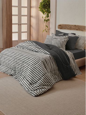 Jogo de Lençol Queen Duplo Diamante 150 Fios PRETO