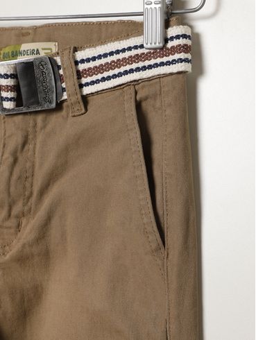 Calça Sarja Com Cinto Juvenil Para Menino - CAQUI
