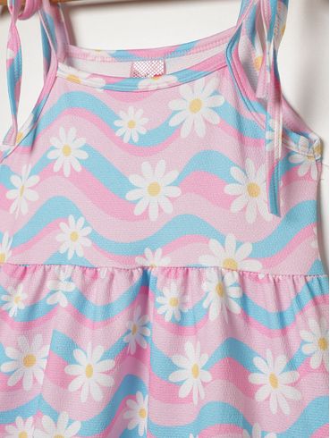 Vestido Malha Crepe Infantil Para Menina - ROSA/AZUL