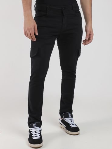 Calça Sarja Slim Cargo Masculina PRETO