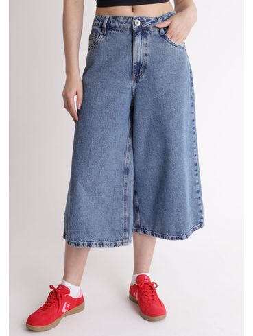 Jorts over cintura média