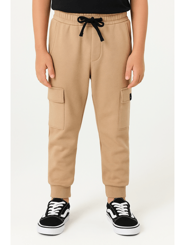 Calça Moletinho Cargo Infantil Para Menino - MARROM