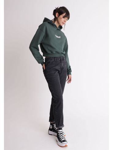 Calça jeans mom cintura média