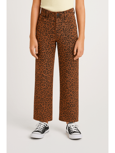 Calça Sarja Animal Print Juvenil Para Menina - CARAMELO