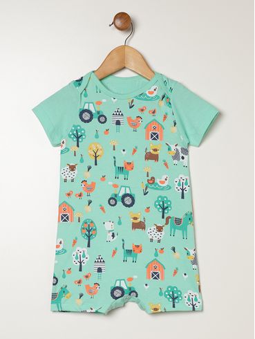 Macacão Curto infantil Para Bebê - VERDE