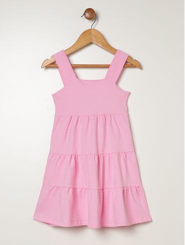 Vestido Texturizado Infantil Para Menina - ROSA CLARO